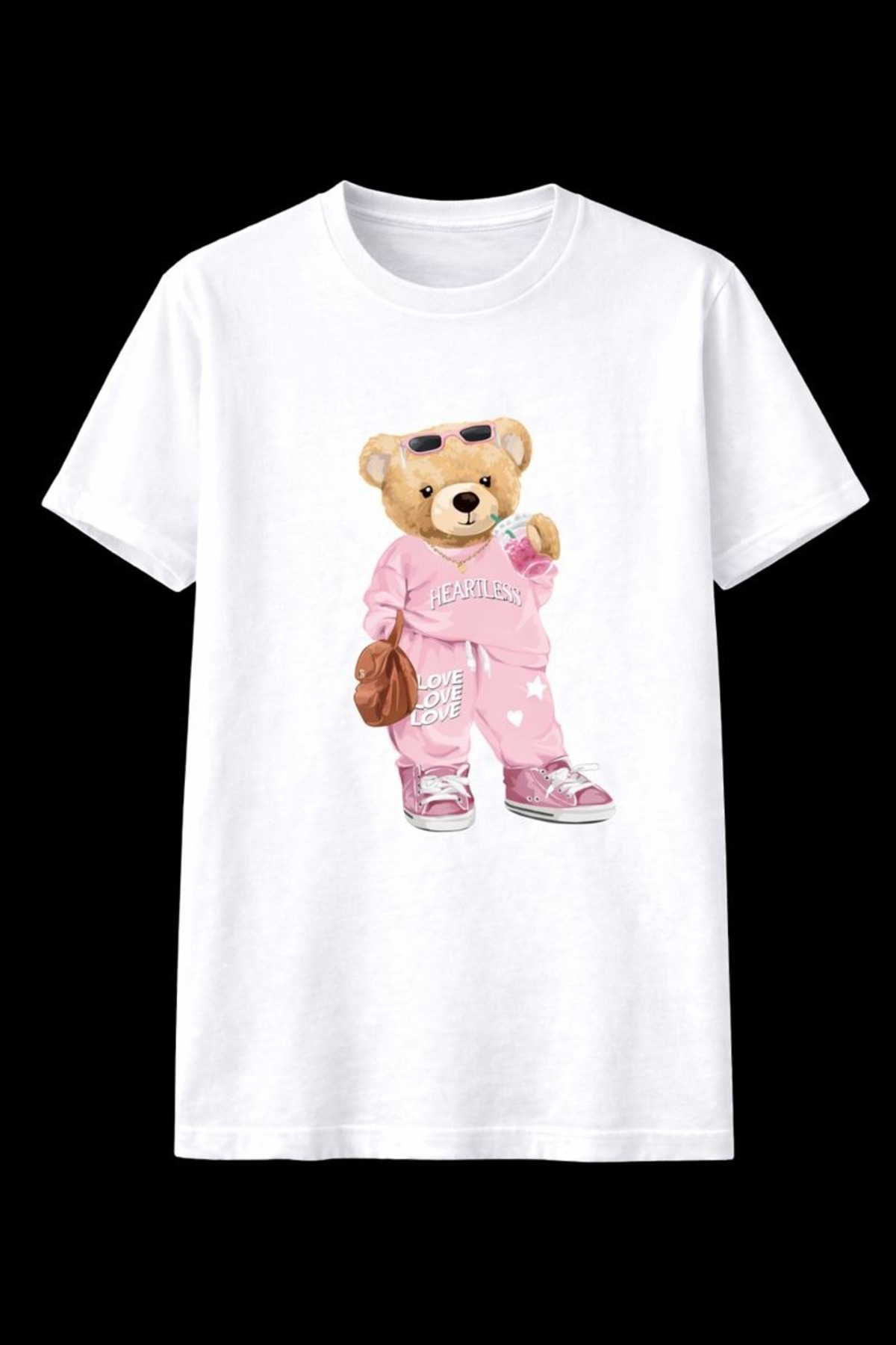 Teddy ayıcık Love Baskılı Kız Çocuk T-shirt %100 Pamuk - Görsel 2