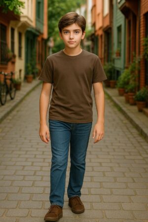 Açık Kahve Çocuk T-shirt Unisex | %100 Pamuk |