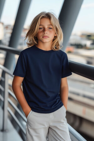 Lacivert Çocuk T-shirt Unisex | %100 Pamuk |