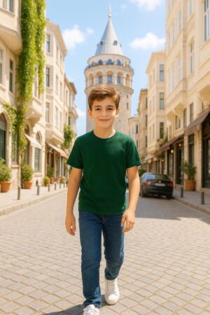 Nefti Yeşil Çocuk T-shirt Unisex | %100 Pamuk |