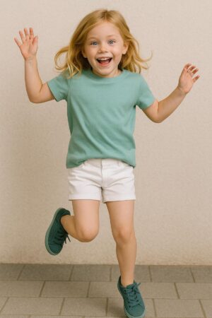 Yosun Yeşili Çocuk T-shirt Unisex | %100 Pamuk |