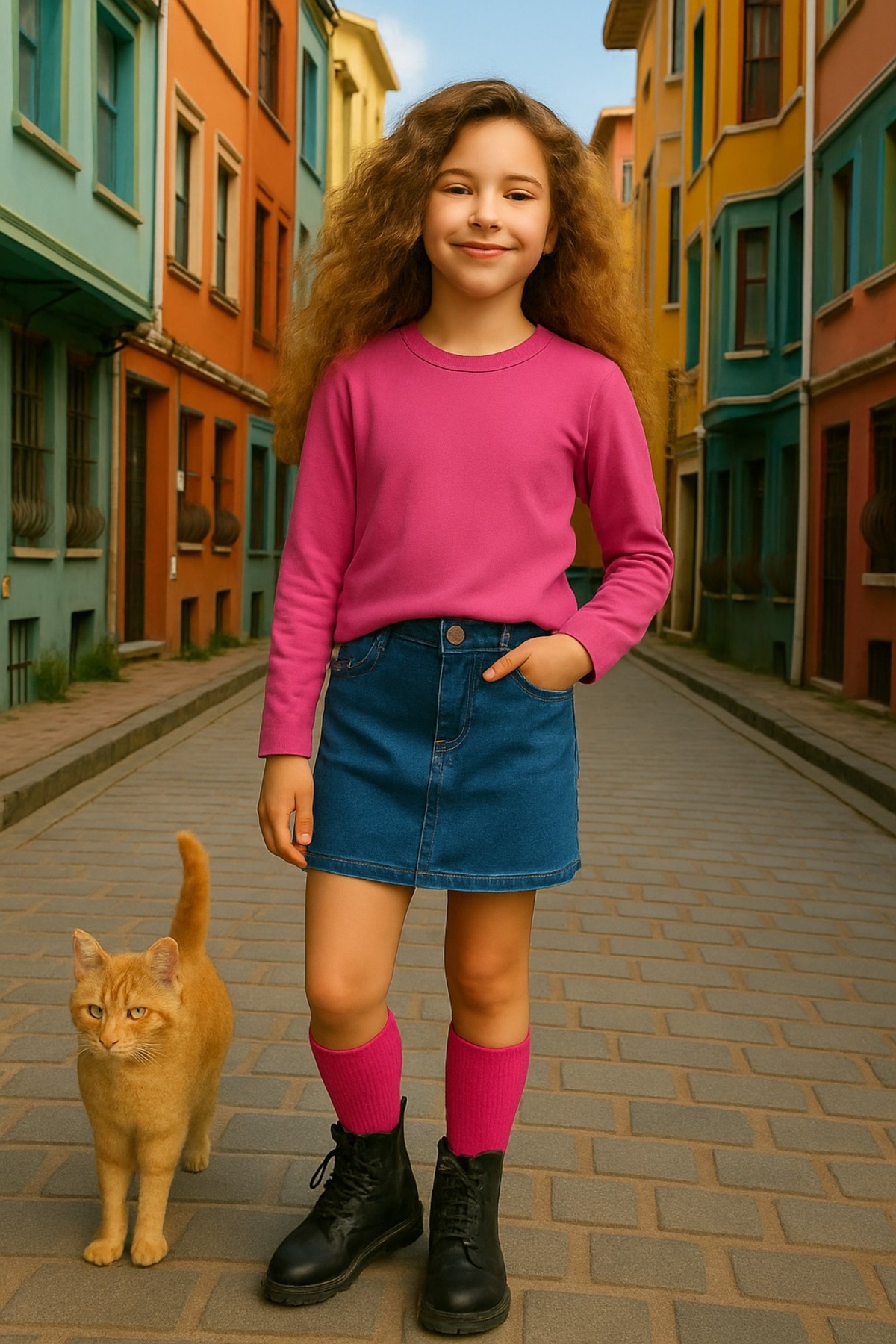 Fuşya Çocuk Uzun Kollu T-shirt Kız - Erkek Unisex %100 Pamuk - Görsel 3