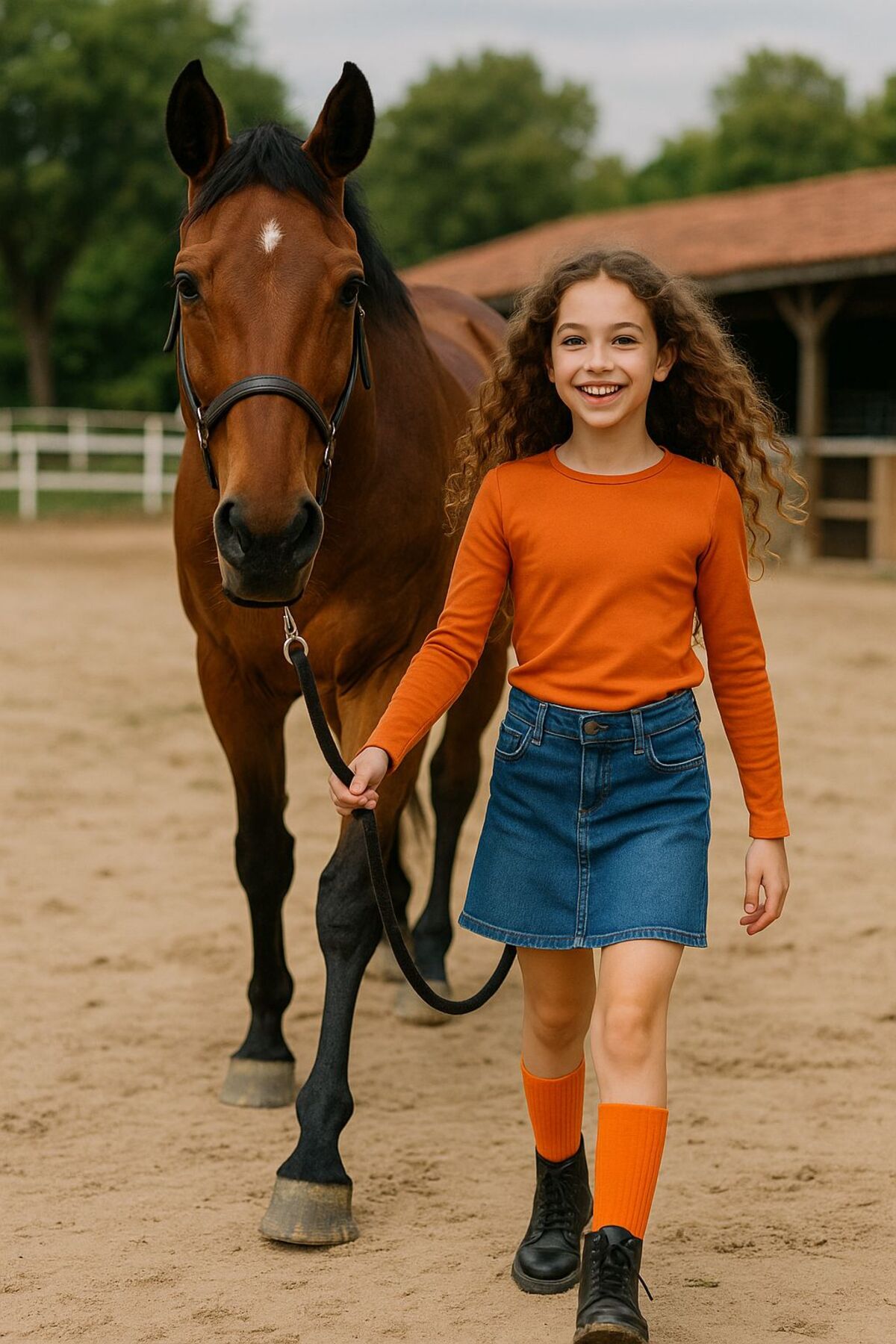Oranj Çocuk Uzun Kollu T-shirt Kız - Erkek Unisex %100 Pamuk - Görsel 2