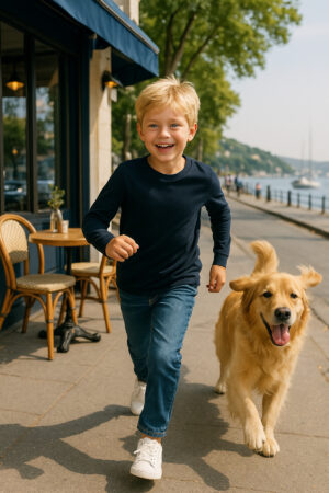 Siyah Çocuk Uzun Kollu T-shirt Kız - Erkek Unisex %100 Pamuk