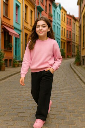 Bol Paça  Siyah Alt Okul ve Günlük Kullanıma Uygun Double Face Bol Paça Kız Erkek Unisex