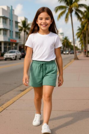 Çocuk Şort Yosun Yeşil Unisex | Kız - Erkek |